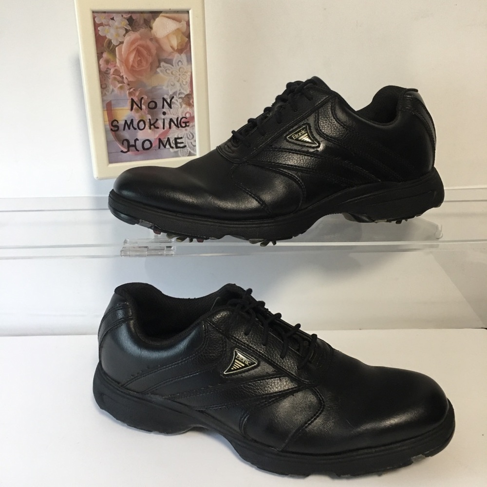 VTG ETONIC BLACK GOLF SHOES SOFT SPIKES US SZ 11 M